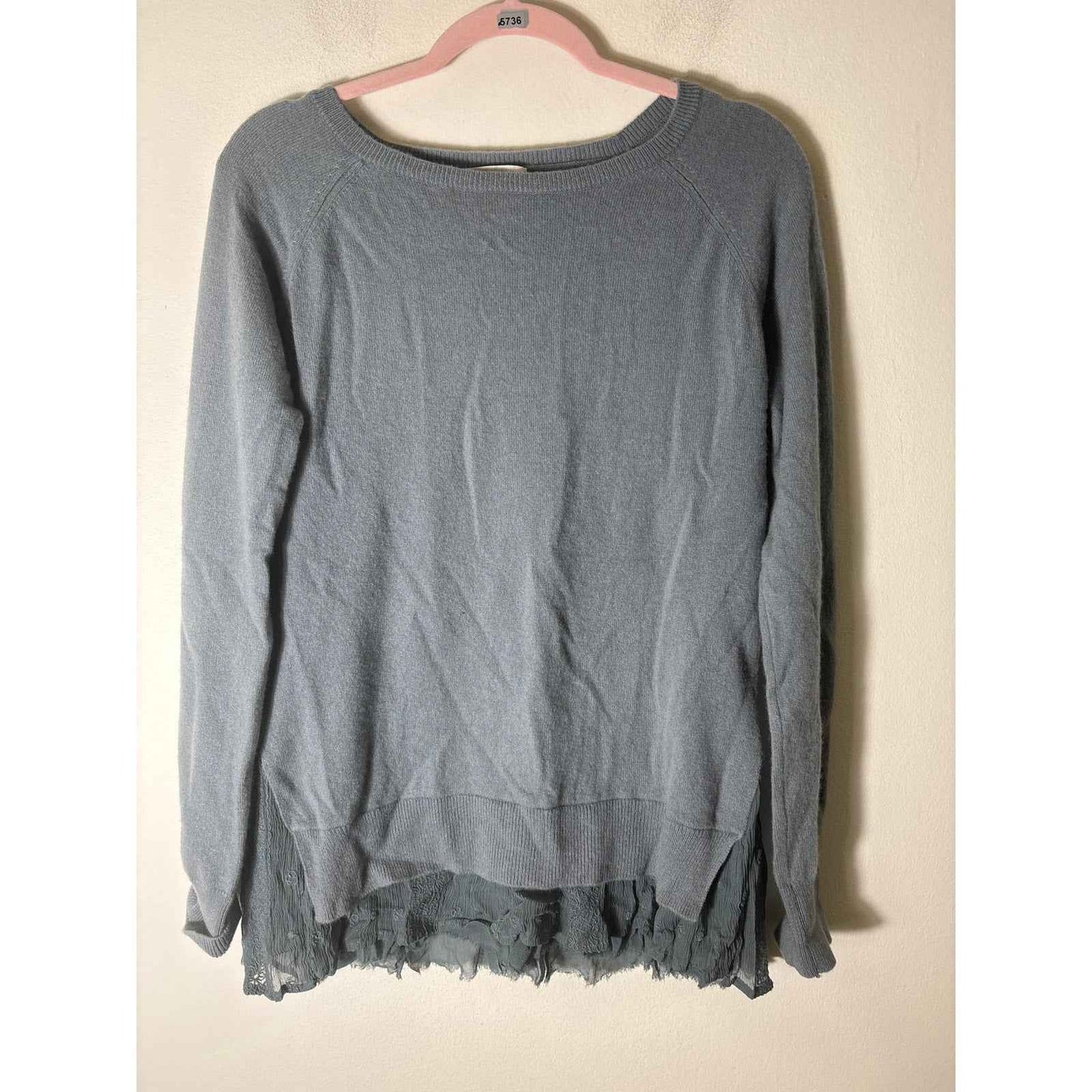 Garnet Hill Soft Teal Cashmere Sweater Sz M