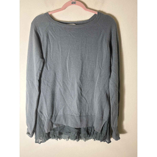 Garnet Hill Soft Teal Cashmere Sweater Sz M