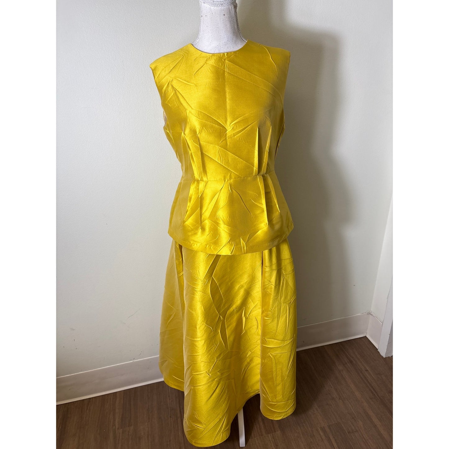Odeeah Golden Yellow 3/4 Sleeve Top and Skirt Set Sz 34
