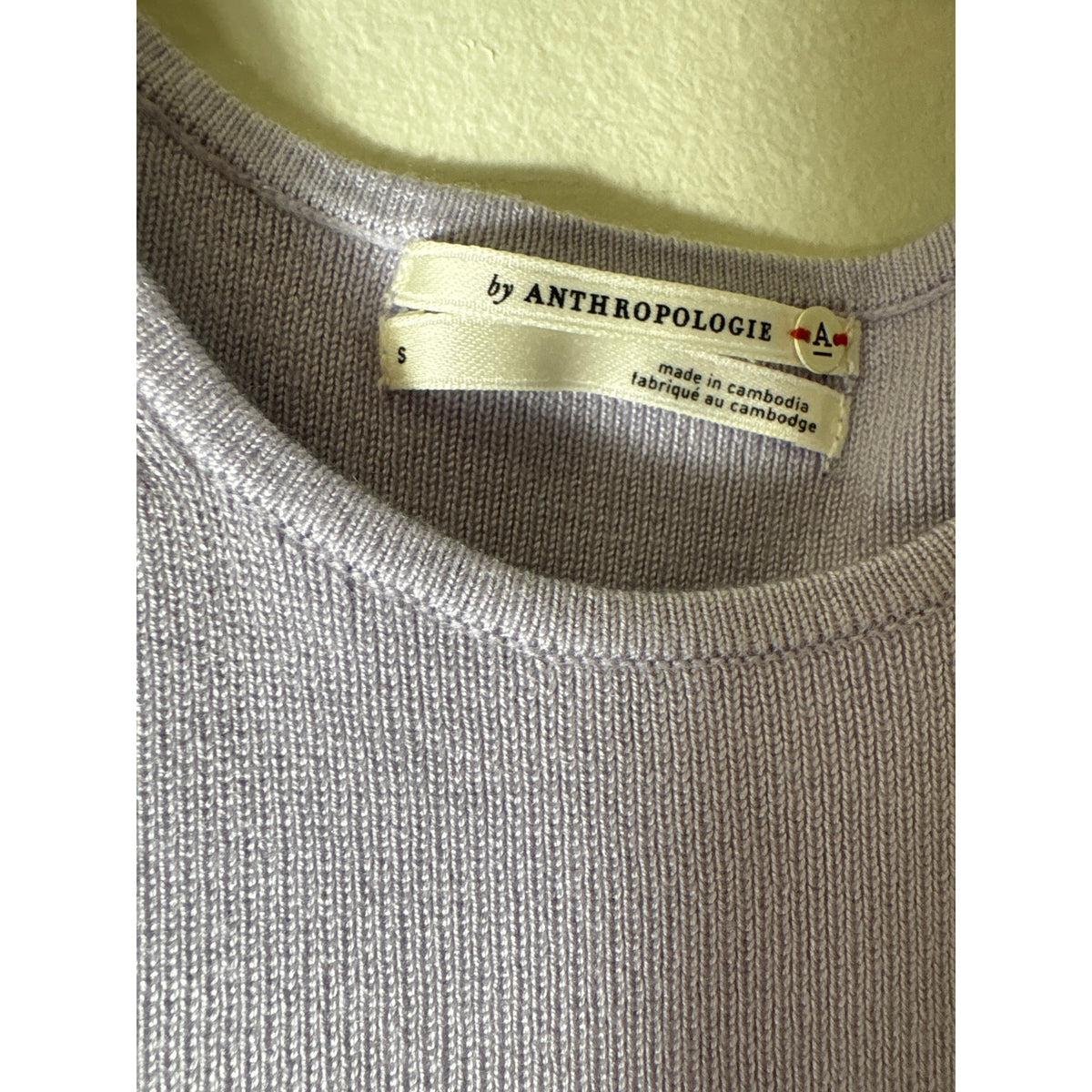 by Anthropology Light Lavender Sleeveless Knit Shirt Sz S
