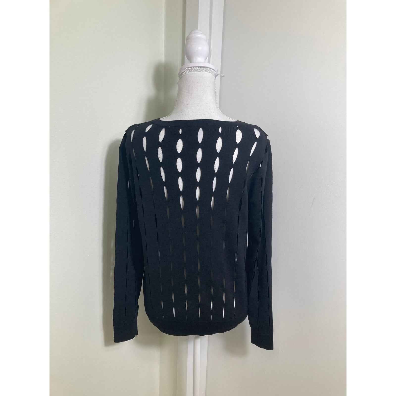 Oc Black Cut Out Long Sleeve Sweater Sz S