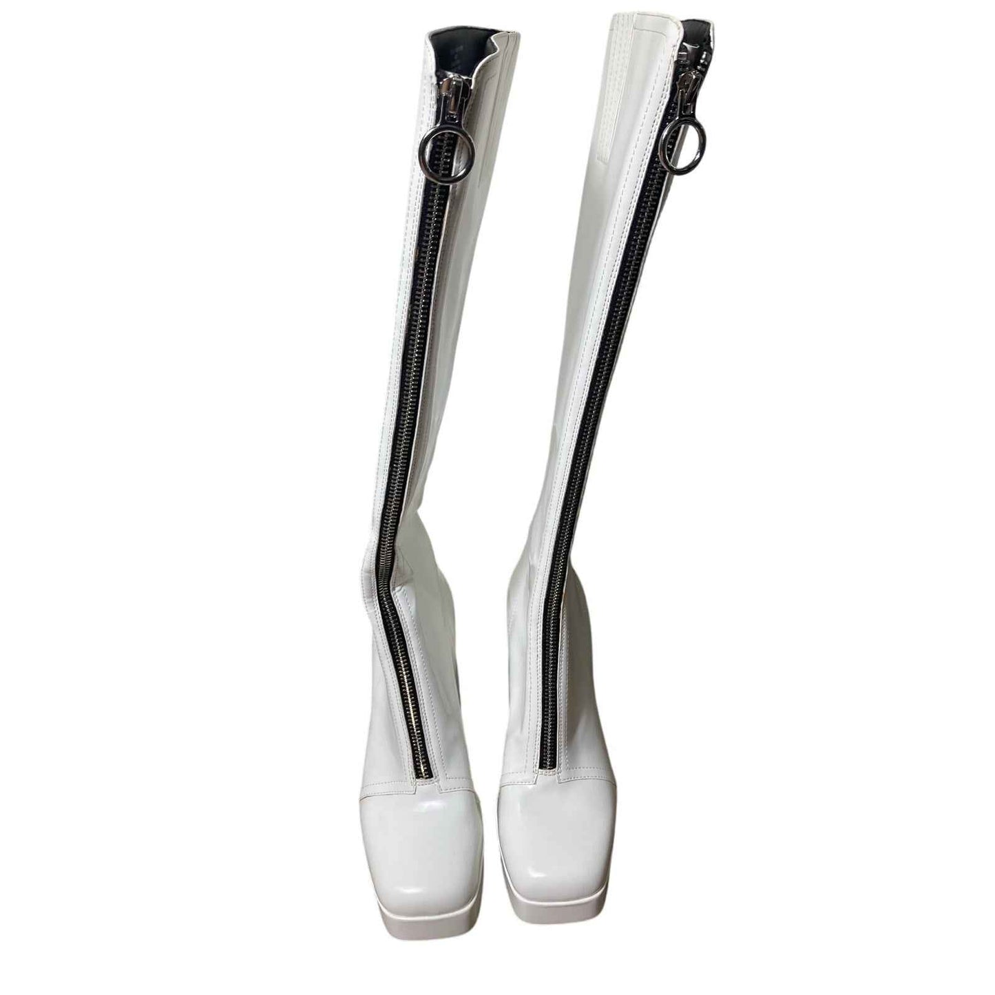 New W/O Box Katy Perry White Front Zip UP Boots Sz 6