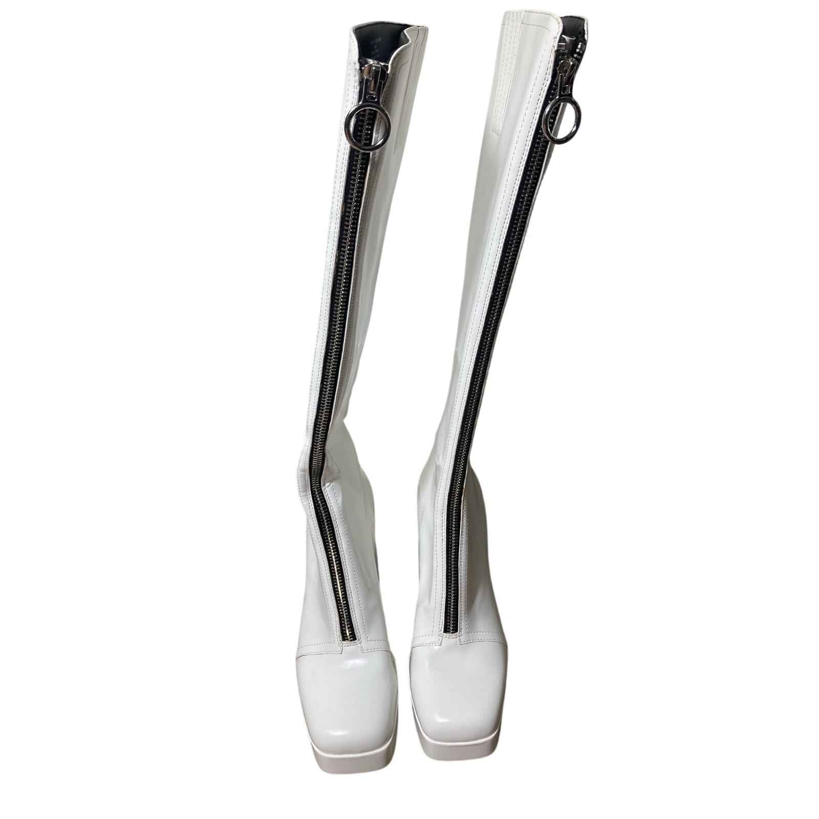 New W/O Box Katy Perry White Front Zip UP Boots Sz 6