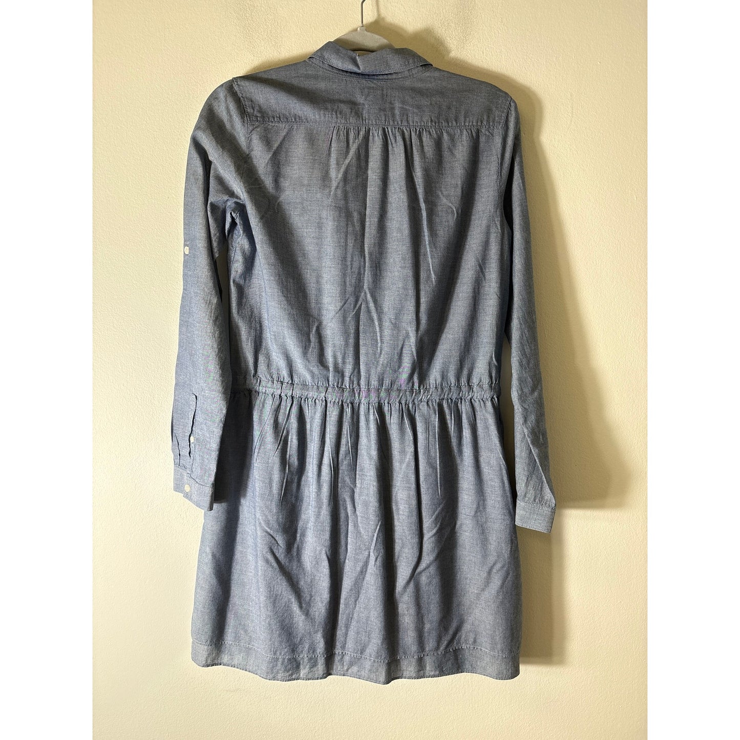 Gap Chambray Button Up Drawstring Mini Dress Sz XS
