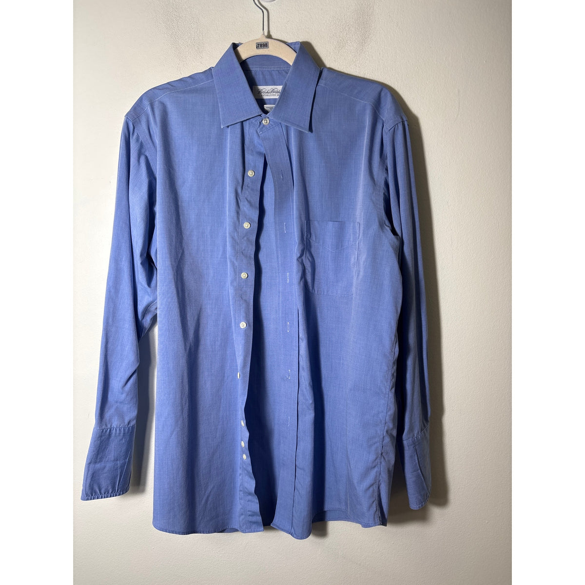 Mens Brooks Brothers Blue French Cuff Dress Shirt Sz 15.5 / 32