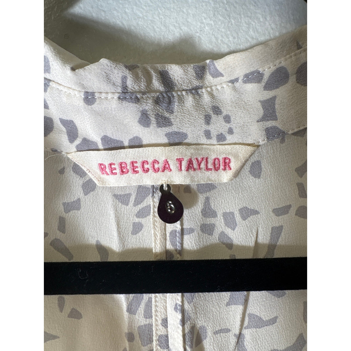 Rebecca Taylor Gray Speckled Cream Chiffon Blouse Sz 6