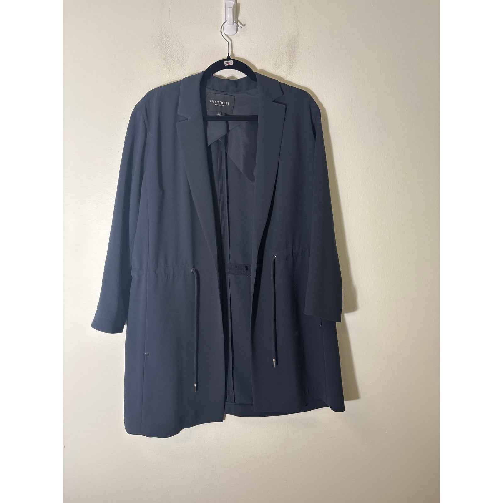 Lafayette 148 Navy Drawstring Waist Jacket Sz M