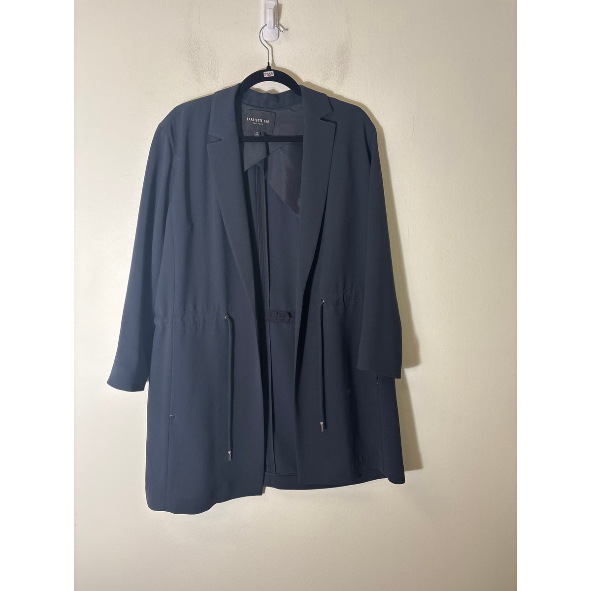 Lafayette 148 Navy Drawstring Waist Jacket Sz M