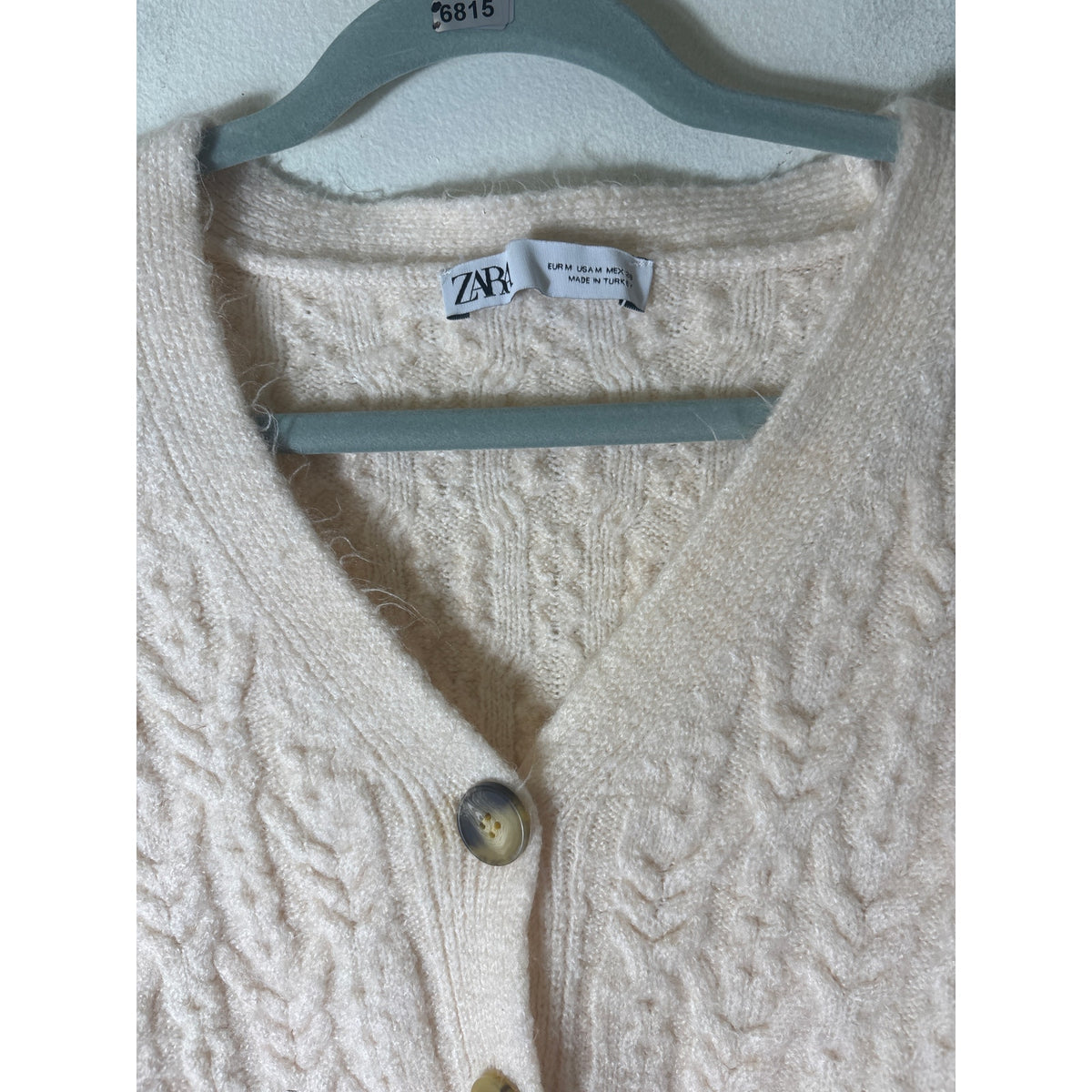 Zara Cream Long Sleeve Knit Button Up Cardigan Sz M