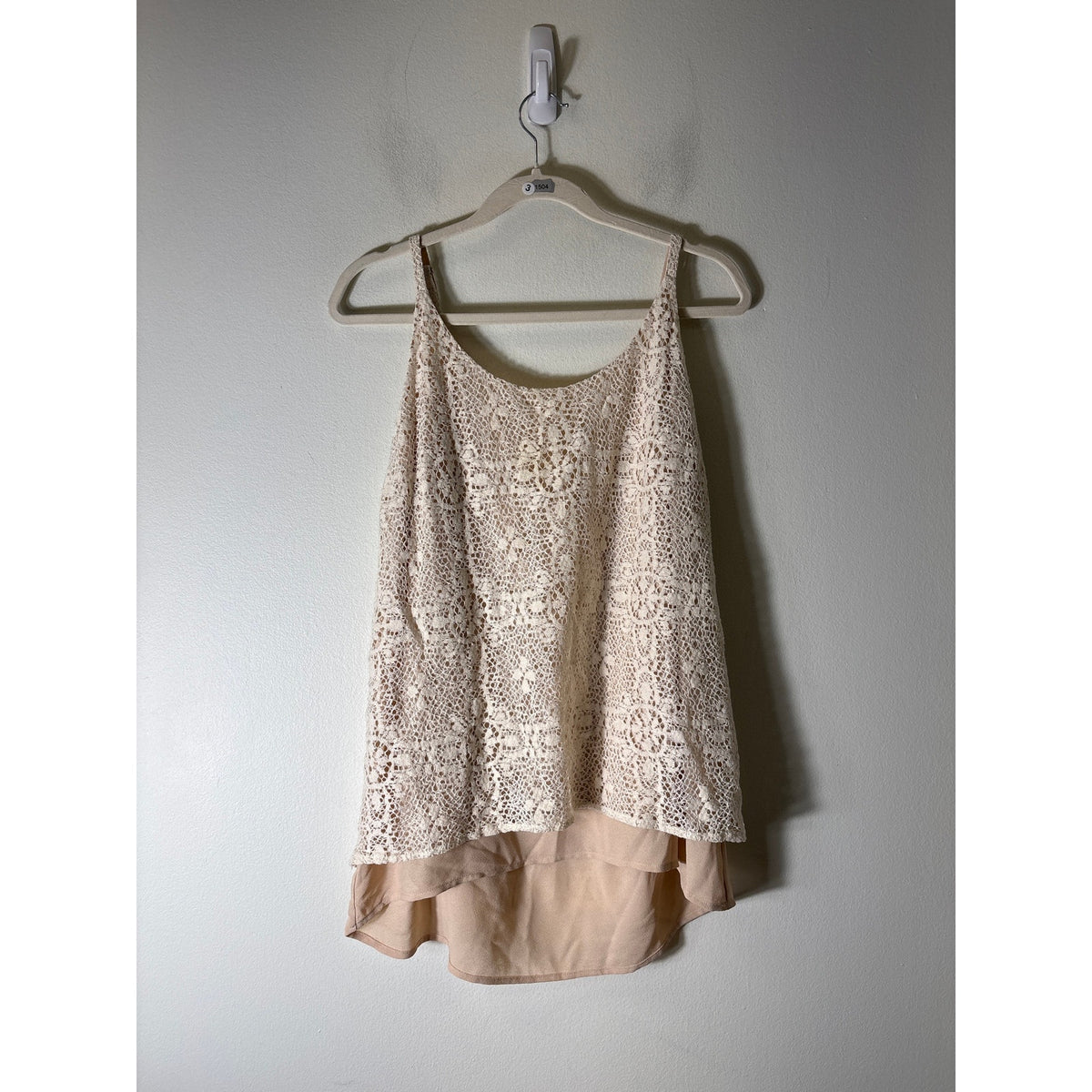 Cabi Off White Lace Sleeveless Layered Top Sz M