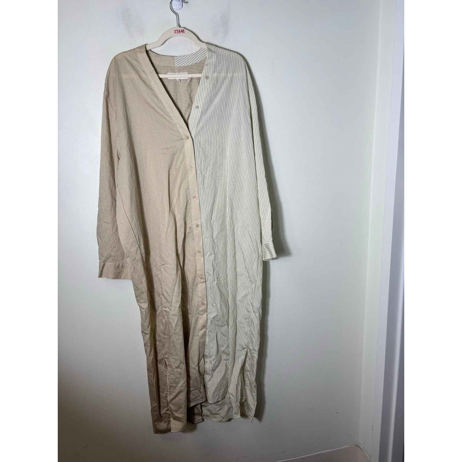 Zara Tan Striped Shirt Dress Sz XL