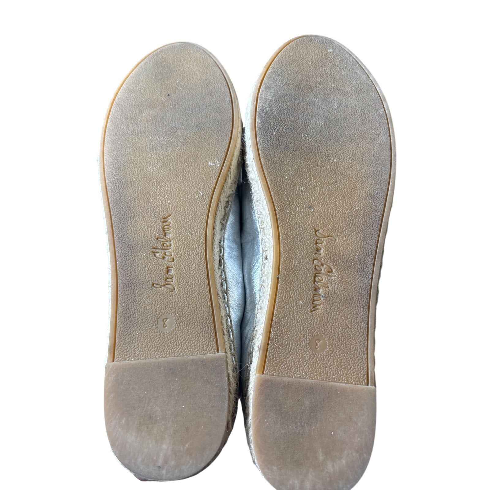 Sam Edelman Silver Metallic Espadrille Penny Loafer Sz 8