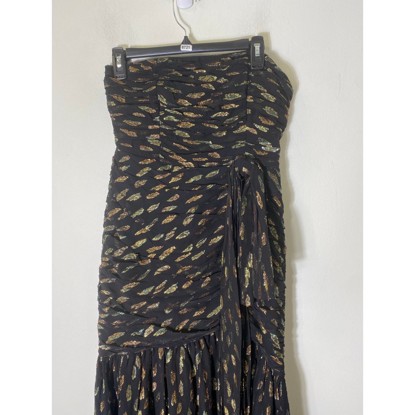 Shoshana Black/gold Strapless Gown Sz 4