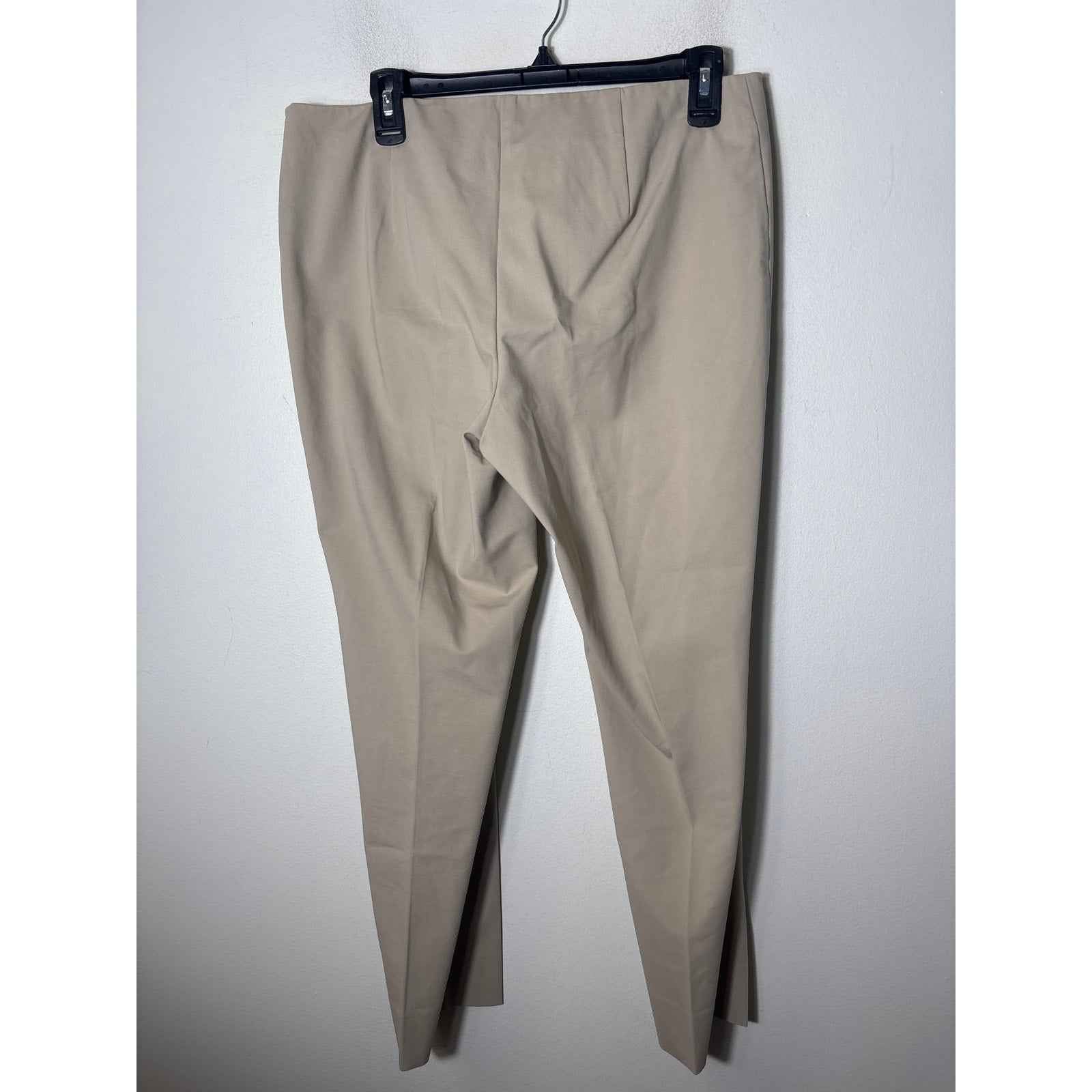 Lafayette 148 Khaki "Stanton" Side Zip Cropped Flat Front Pants Sz 10