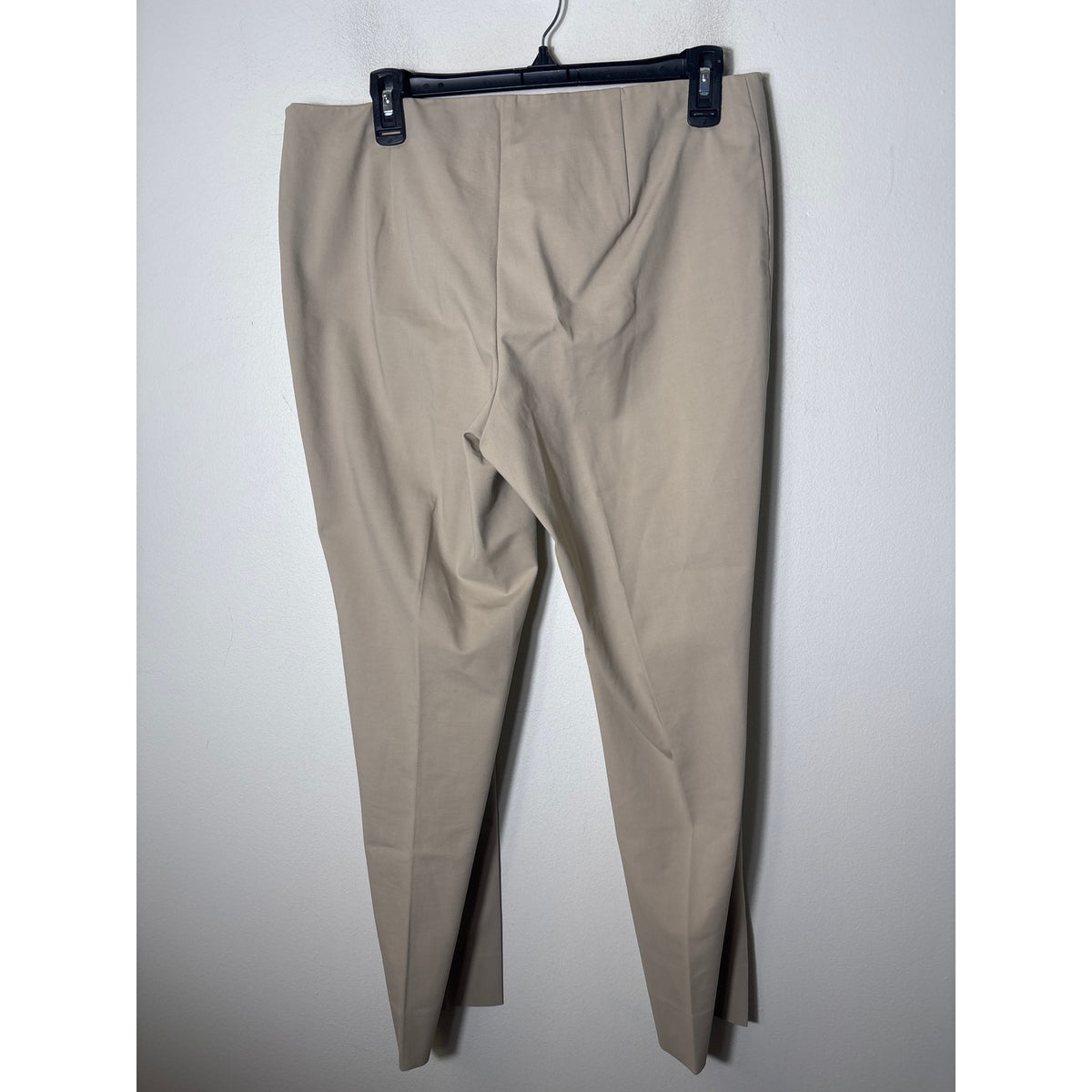 Lafayette 148 Khaki "Stanton" Side Zip Cropped Flat Front Pants Sz 10