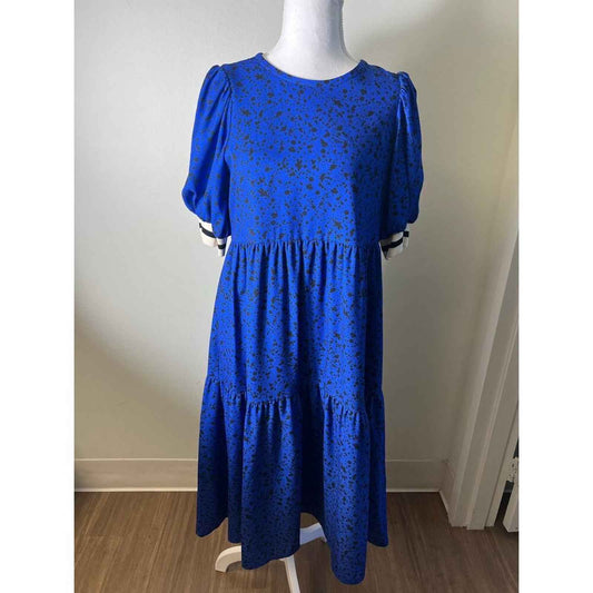 Crosby Blue Black Speckled Maxi Dress XS