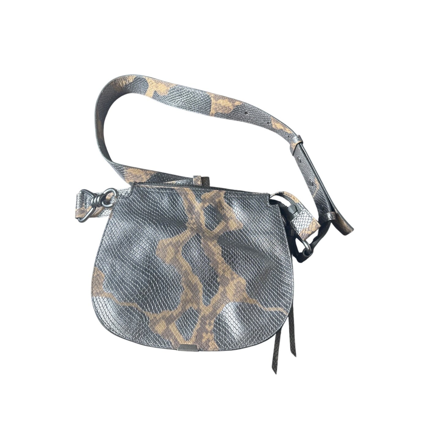 Allsaints Silver Snake Skin Crossbody Purse