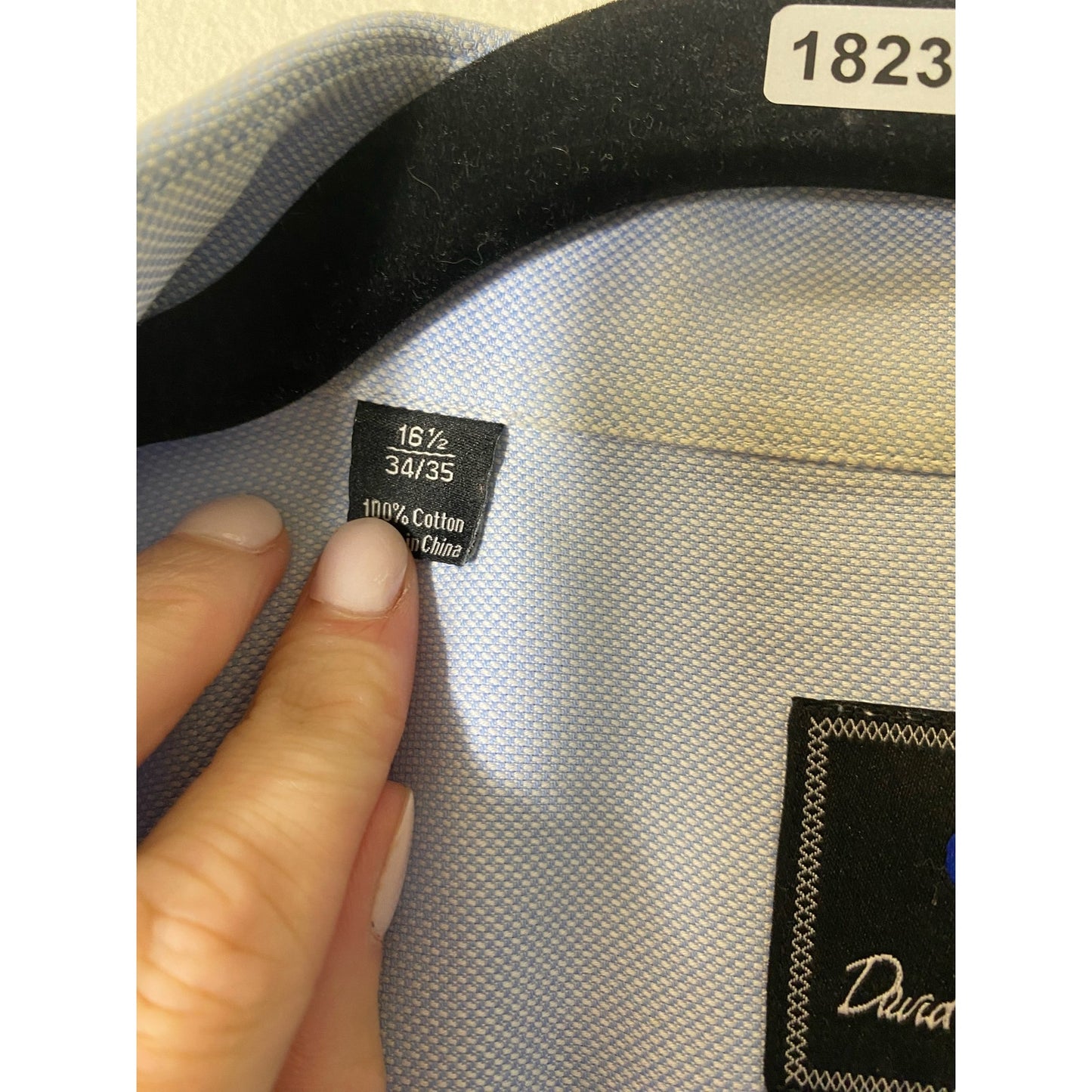 Men's David Donaho Blue Button Down Dress Shirt Sz 16.5/35/35 Trim