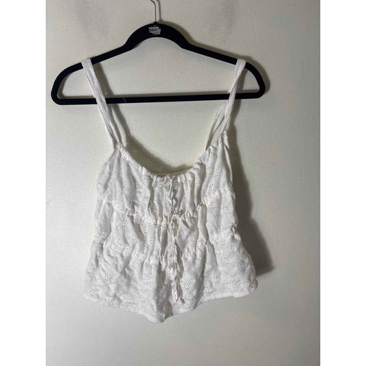 NWT Zara White Eyelet Top Sz S
