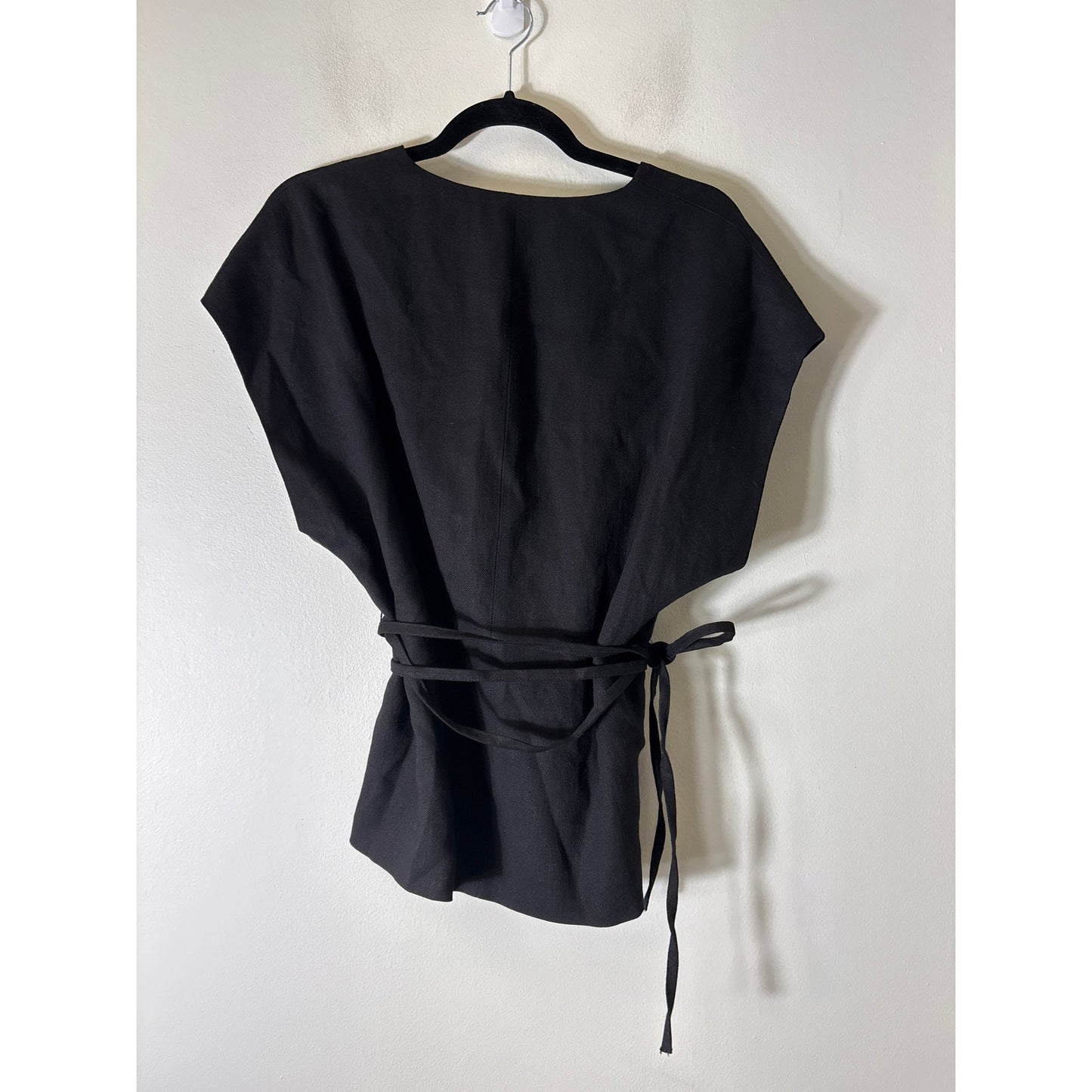 NWT Zara Black Sleeveless One Button Open Front Blazer/Vest Sz L