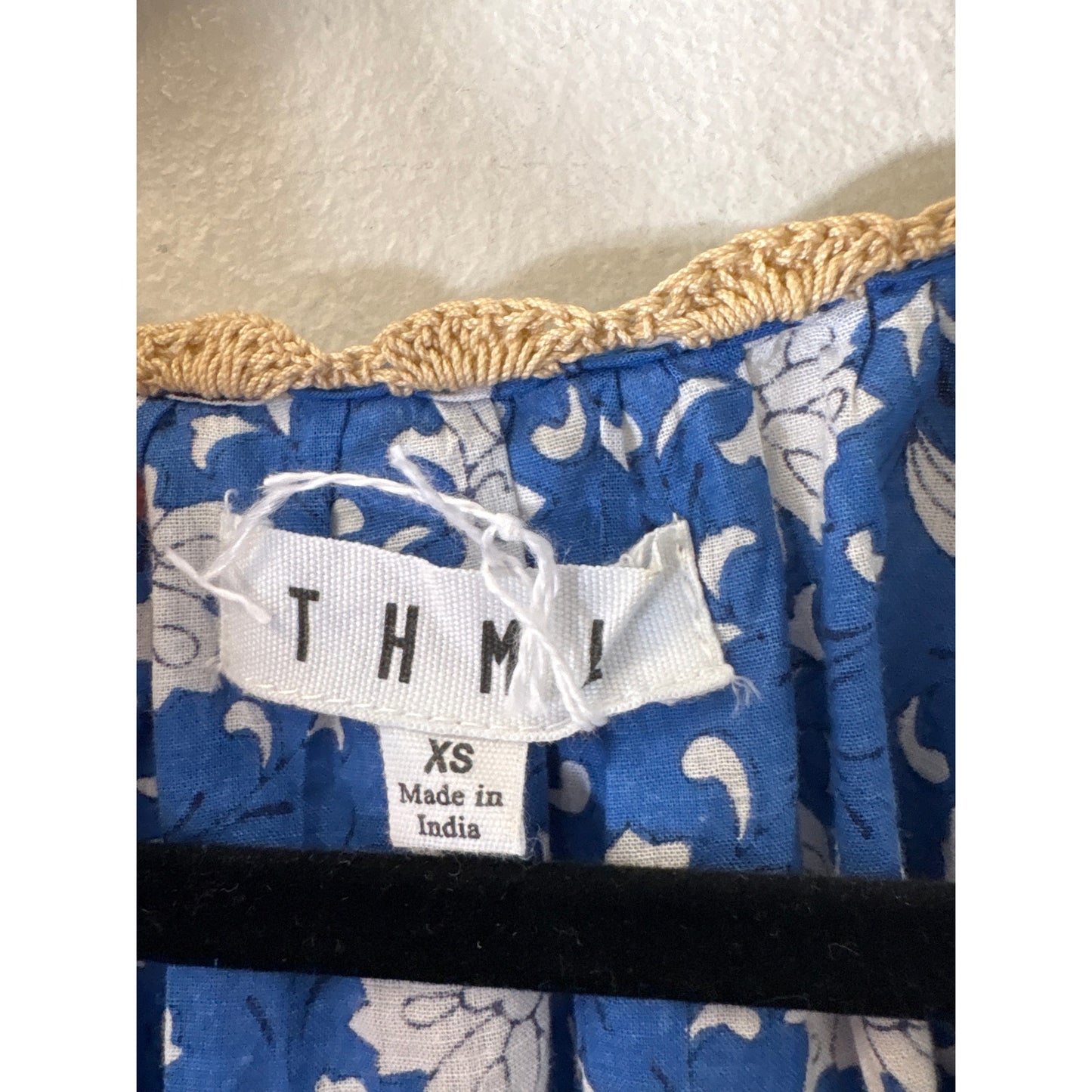 THML Blue White Floral Flutter Sleeve Cotton V-Neck Top Sz XS