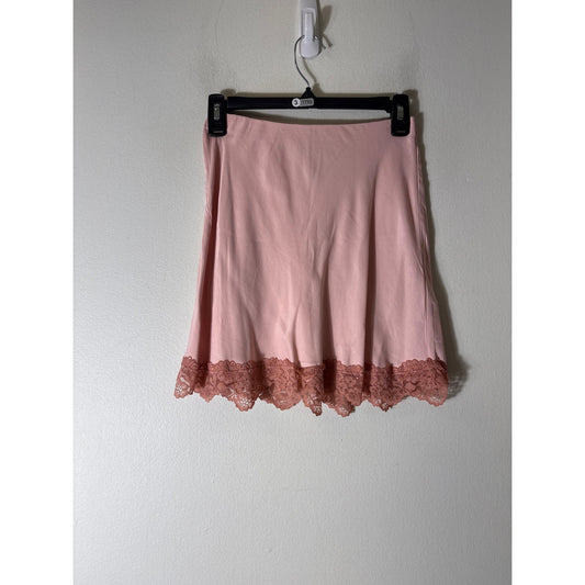 Antropologie Pink With Lace Trim Mini Skirt Sz XXSP