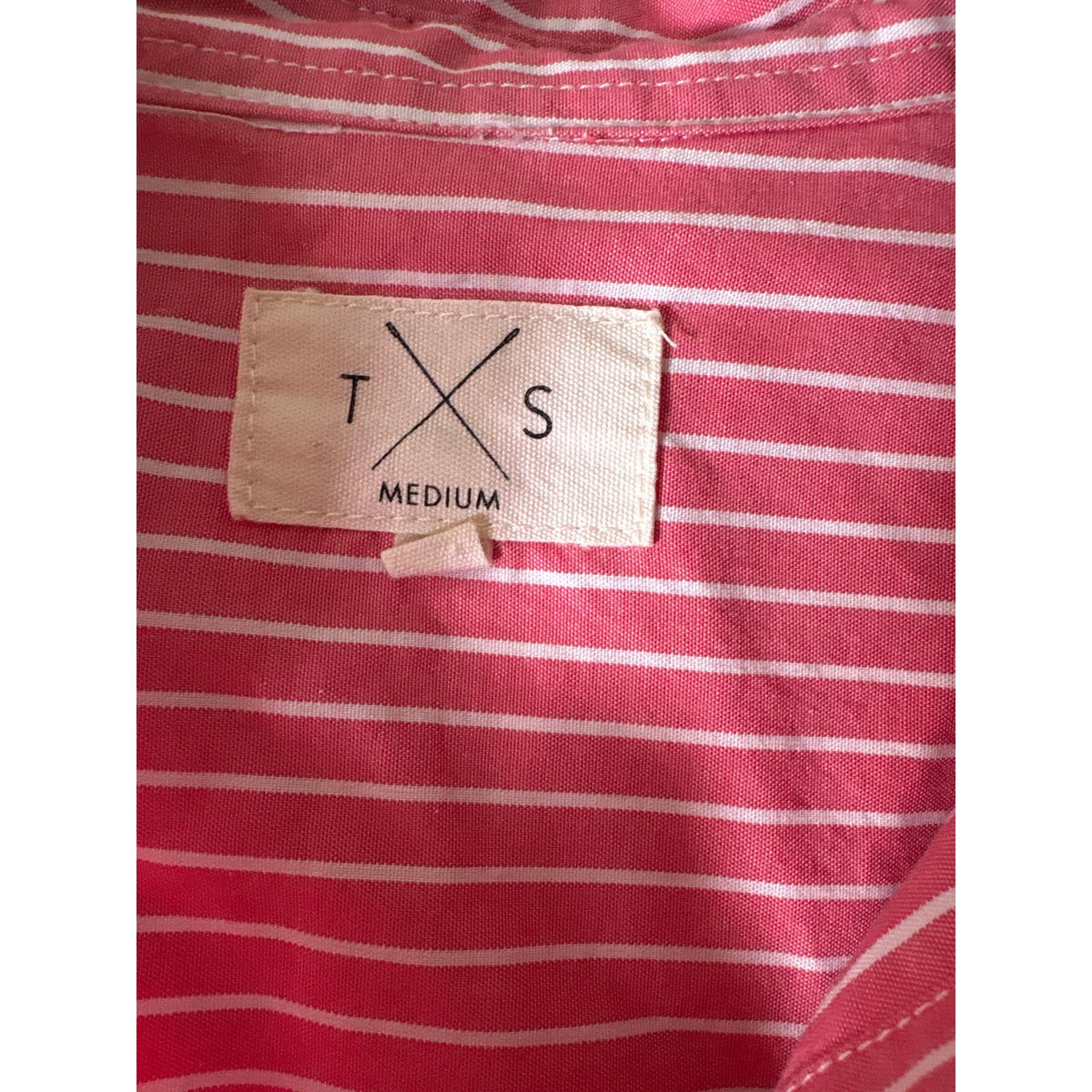 T X S / Thread and Supply Pink and White Stripe Button Up Collard Shirt Sz M