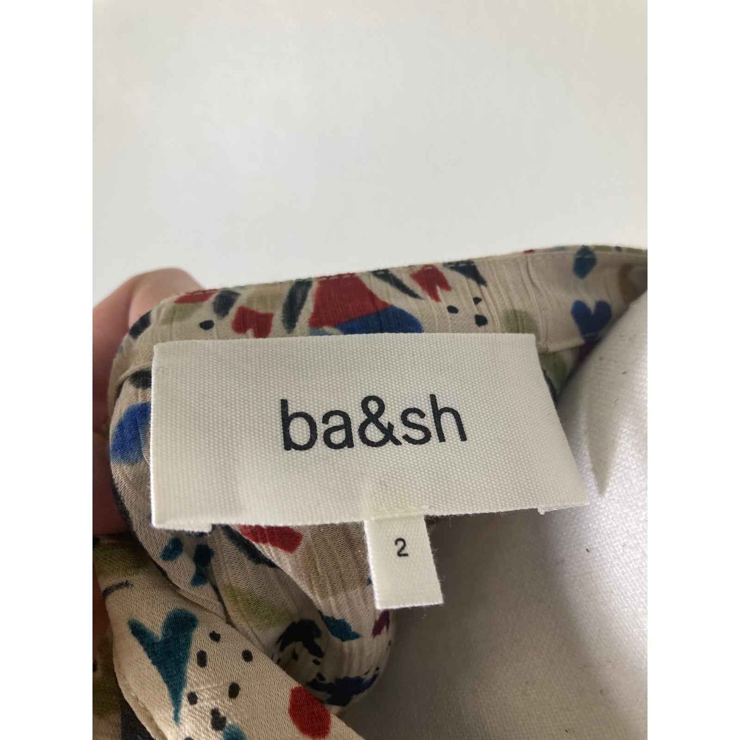ba&sh Cream W Multi Color Floral/Heart Long Sleeve Shirt Sz 2