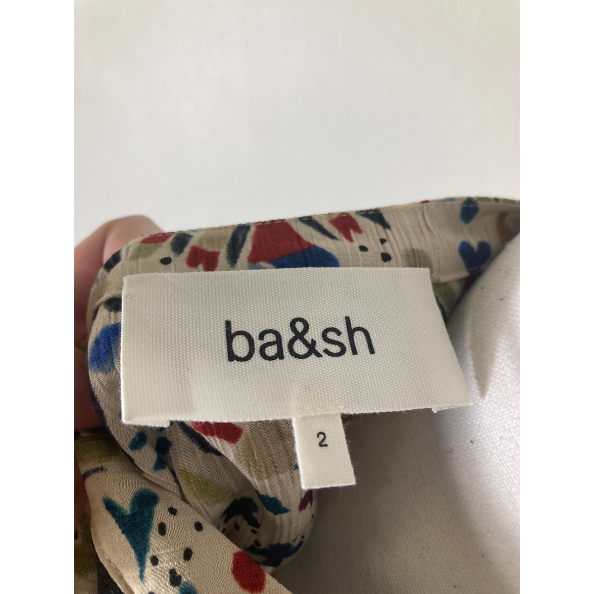 ba&sh Cream W Multi Color Floral/Heart Long Sleeve Shirt Sz 2