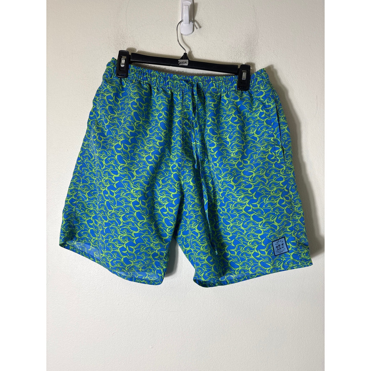 Men's Three Islands Blue Green Fish Swim Suit Sz 34