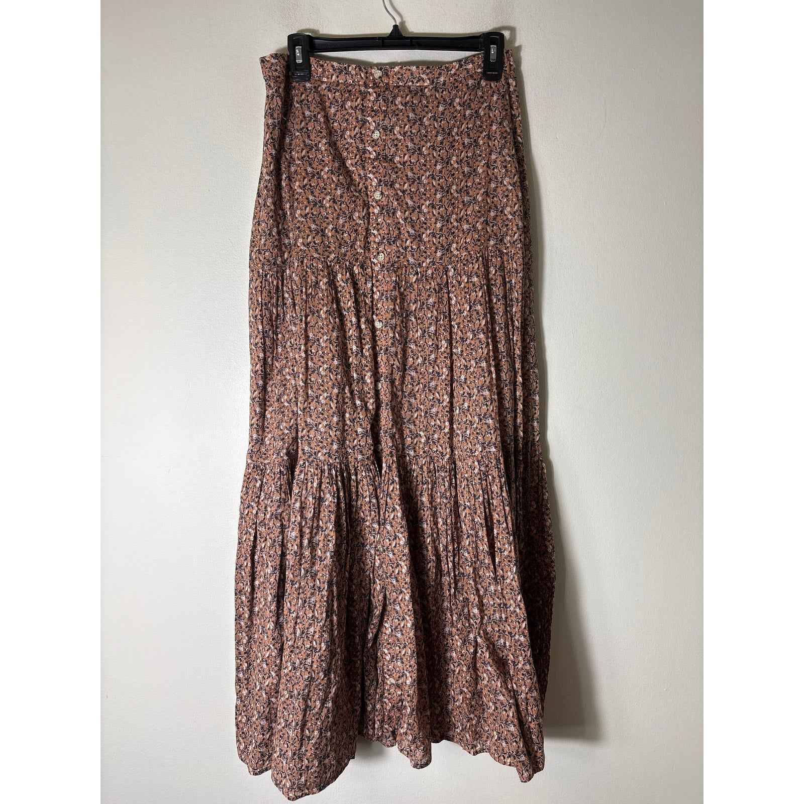 Veronica Beard Brown Floral Cotton Maxi Skirt Sz 8