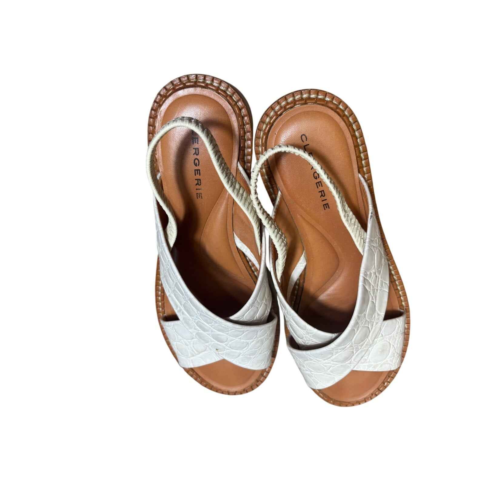 Clergerie Faux Croc Skin Stacked Sandals Sz 38 (7.5/8)