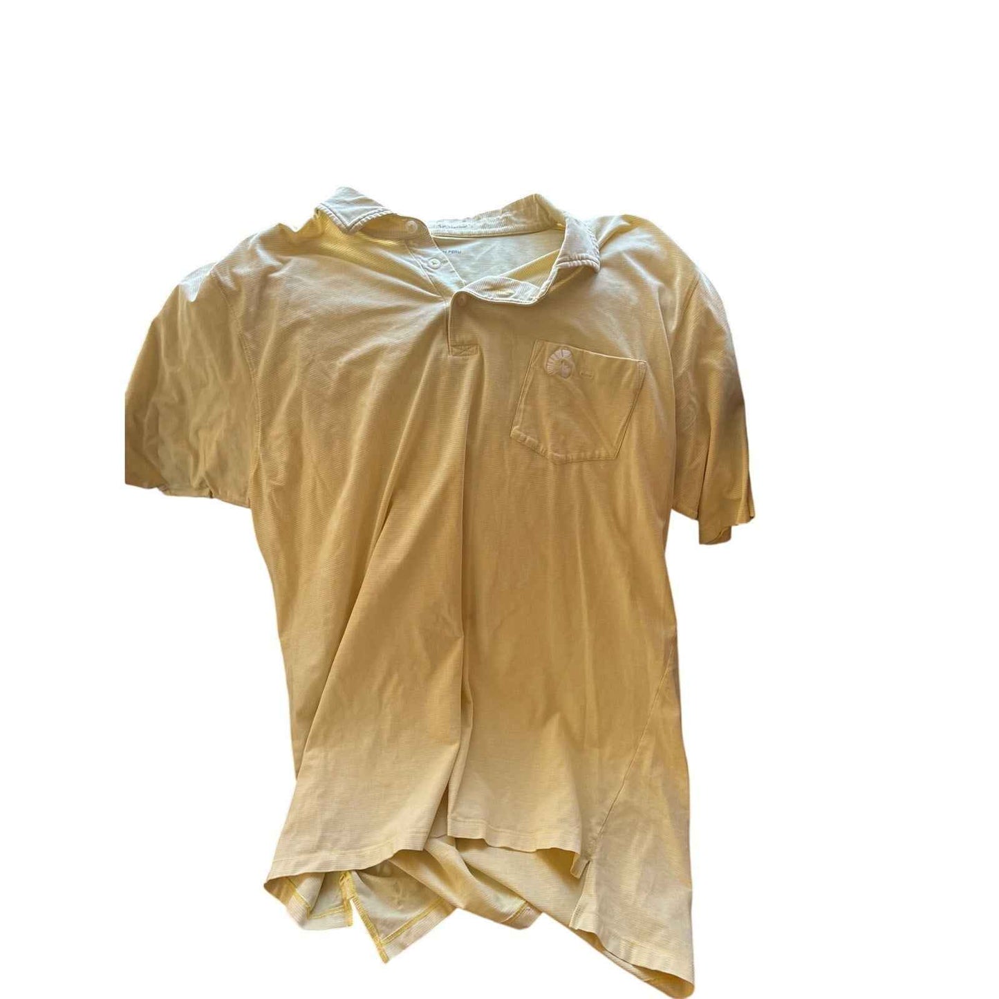 Men's B Draddy Yellow White Stripe Short Sleeve Spartan Shirt Sz L