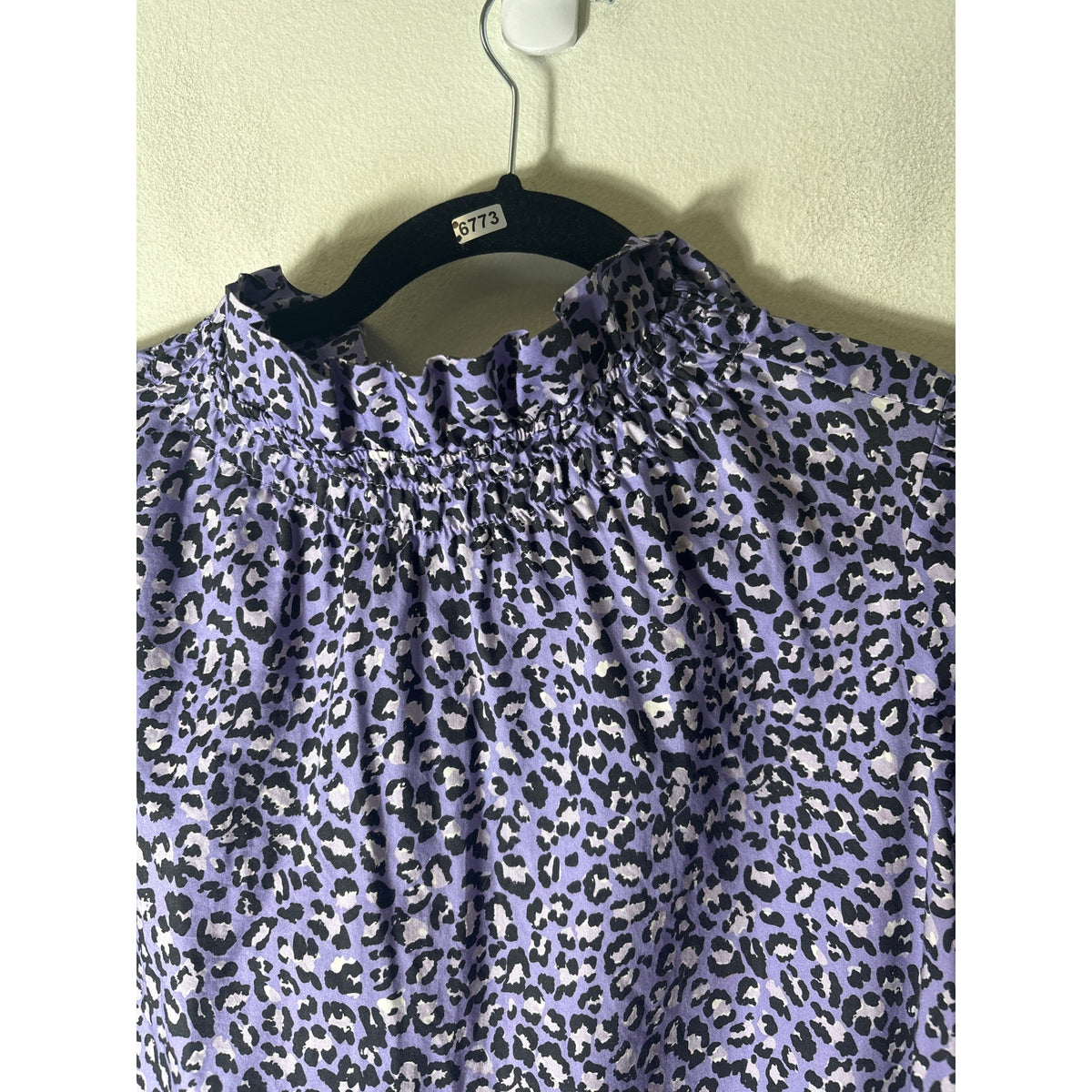 Tyler Boe Purple Cheetah Print Half Sleeve Cotton Knee Length Dress Sz S