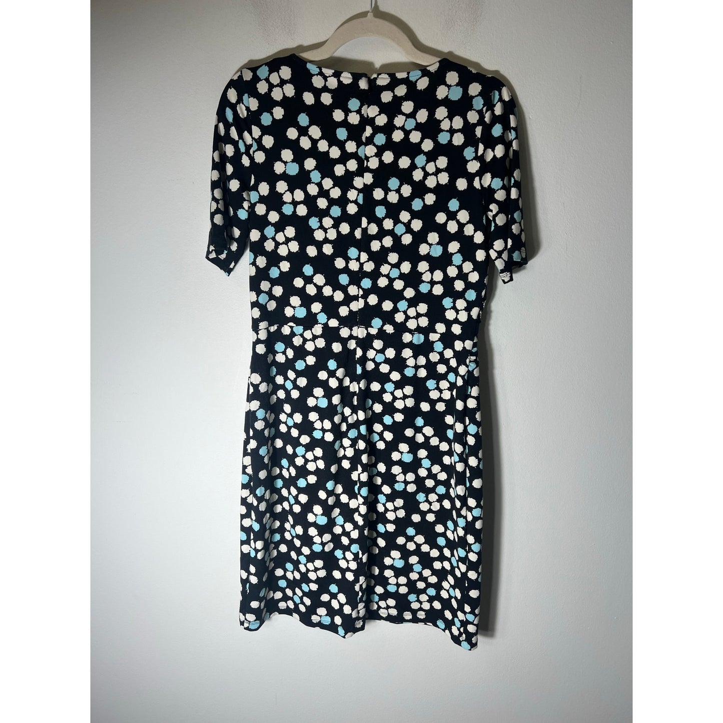 Talbot's Black White Teal Print Half Sleeve Knee Length Dress Sz MP