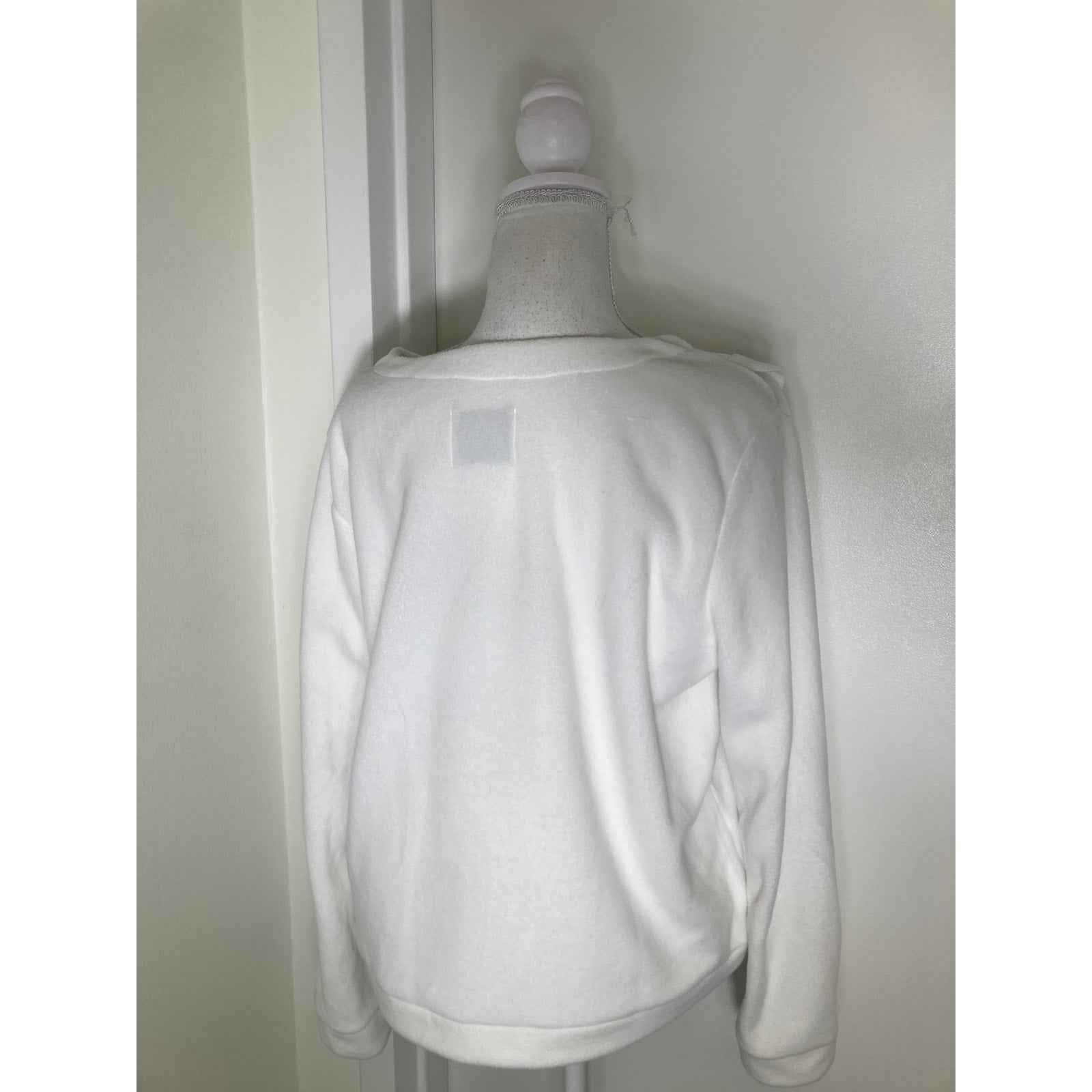 Dudley Stephens White Fleece Scallop Pullover Sz L