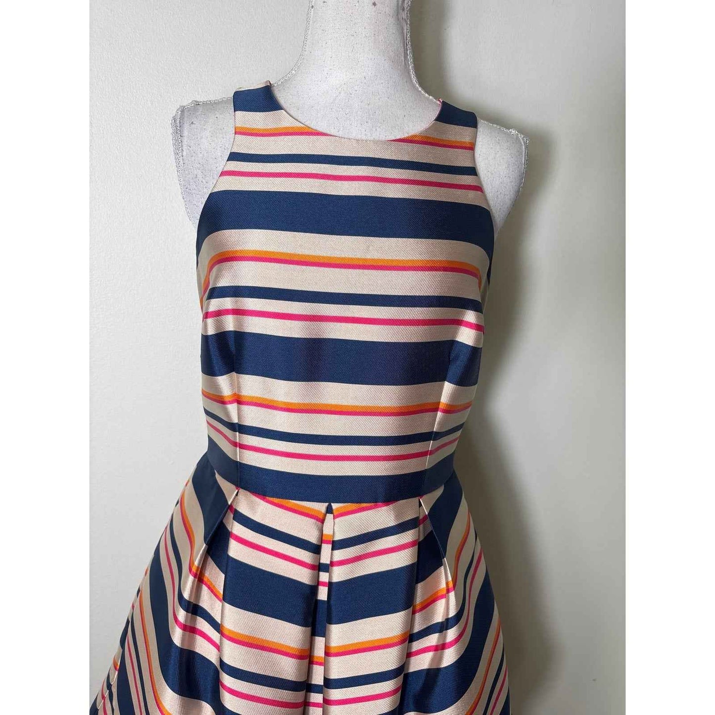 Trina Turk Navy, Pink and White Striped Mini Dress Sz 4