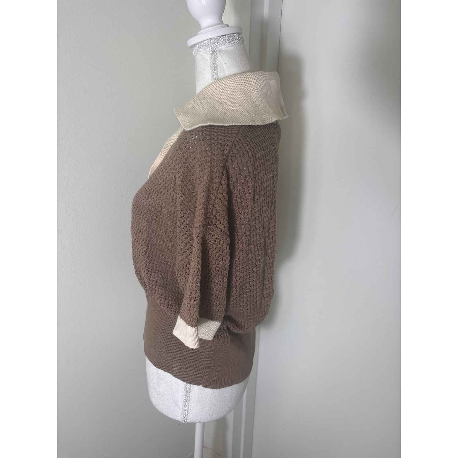 Varley Brown Cypress Turn Up Pant in Stretch Twill, Sweater is Finch Knit Polo Sz S