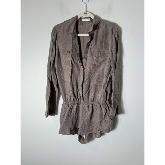 Capulet Brown Long Sleeve Button Up Peplum Shirts Sz S