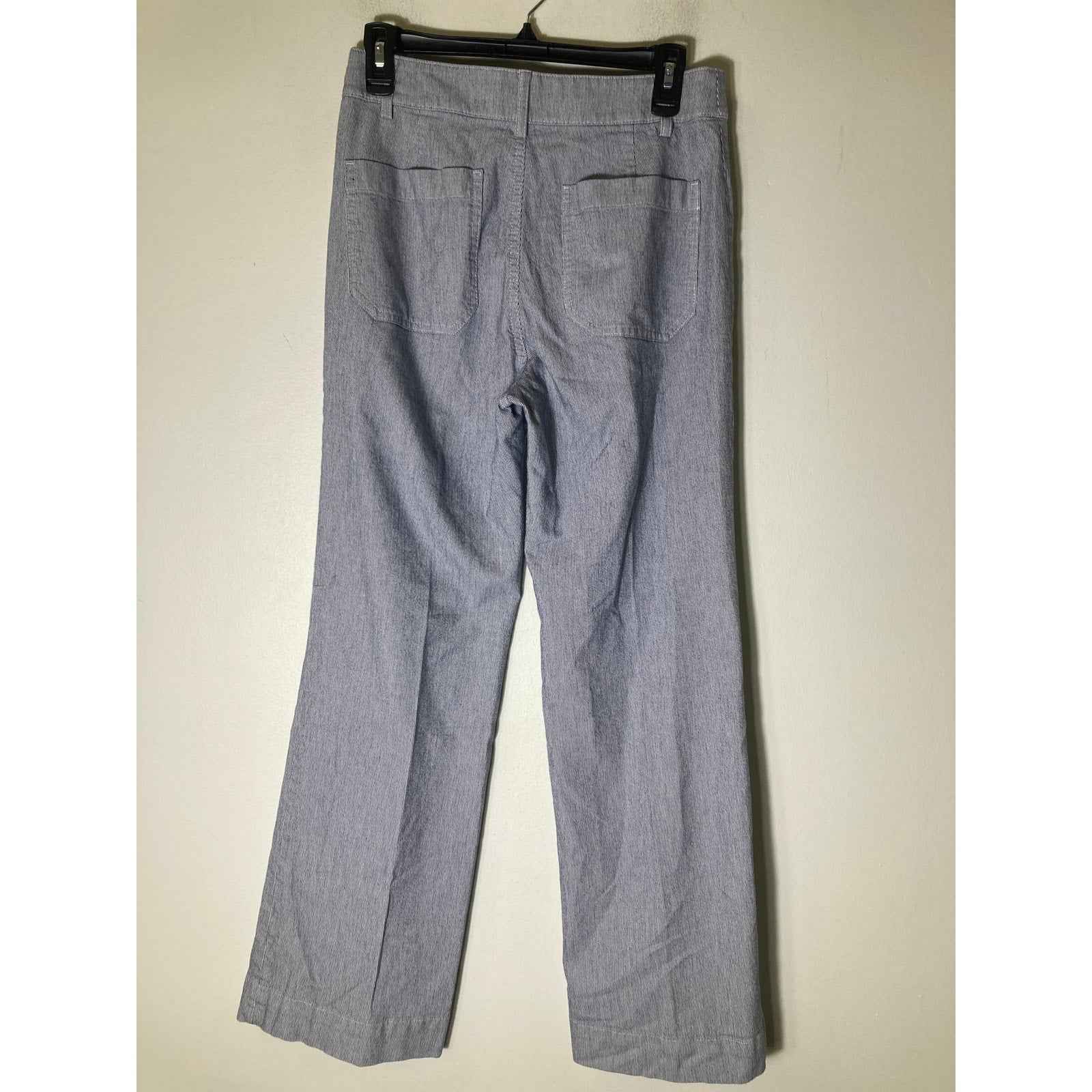 J. Crew Light Blue (Navy and White Print) Flat Front Straight Leg Pants Sz 27