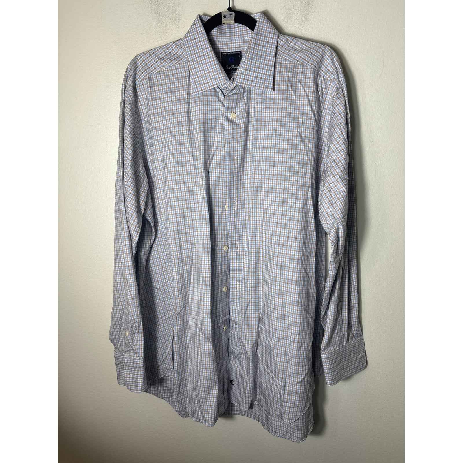 Mens David Donahue Brown and Blue Button Up Shirt Sz XL