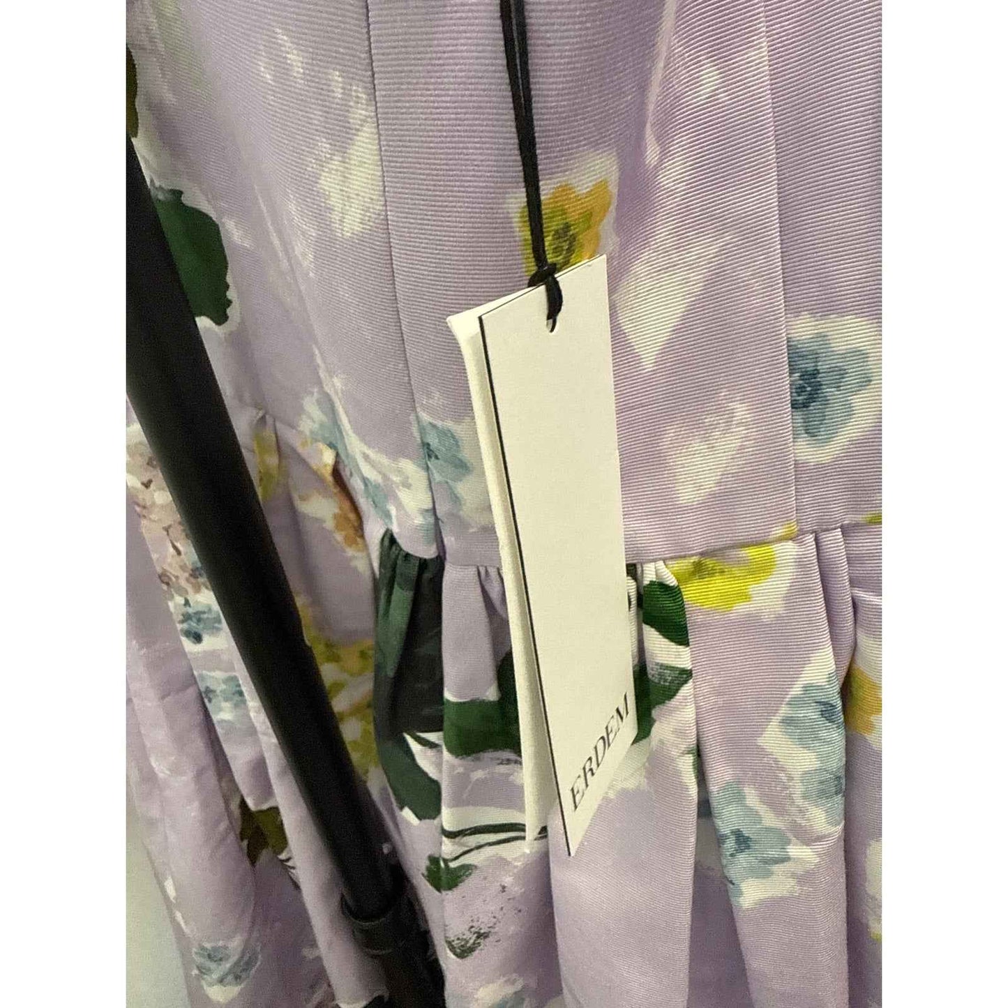 NWT Erdem "Margot Floral Lilac" Boat Neck Fully Skirt Midi Dress Sz 12