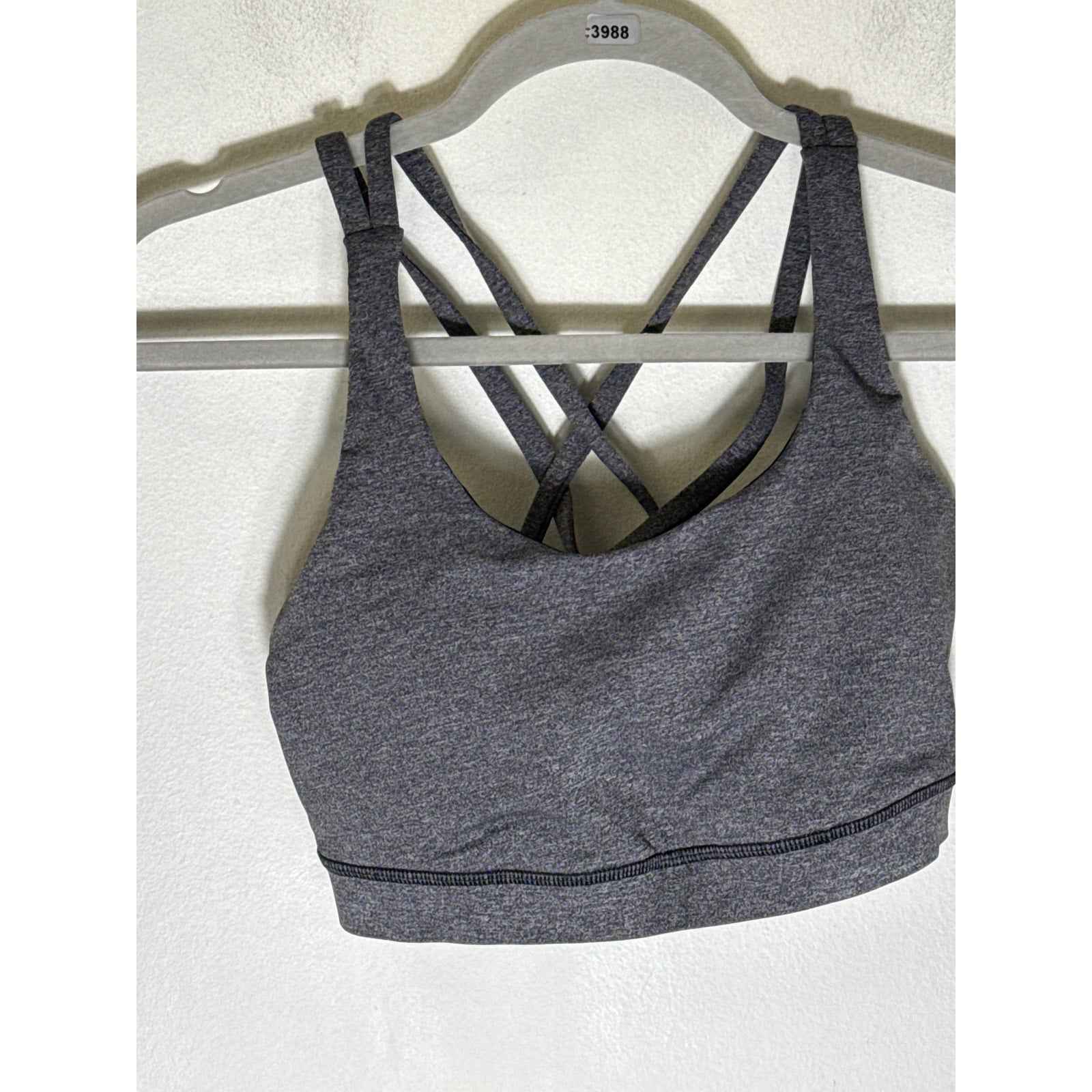 Lululemon Gray Criss Cross Athletic Sports Bra Sz 6