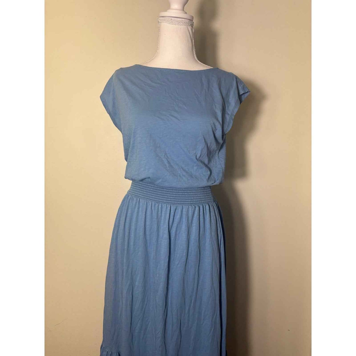Nation Light Blue Smocked Waist Maxi Dress Sz XS