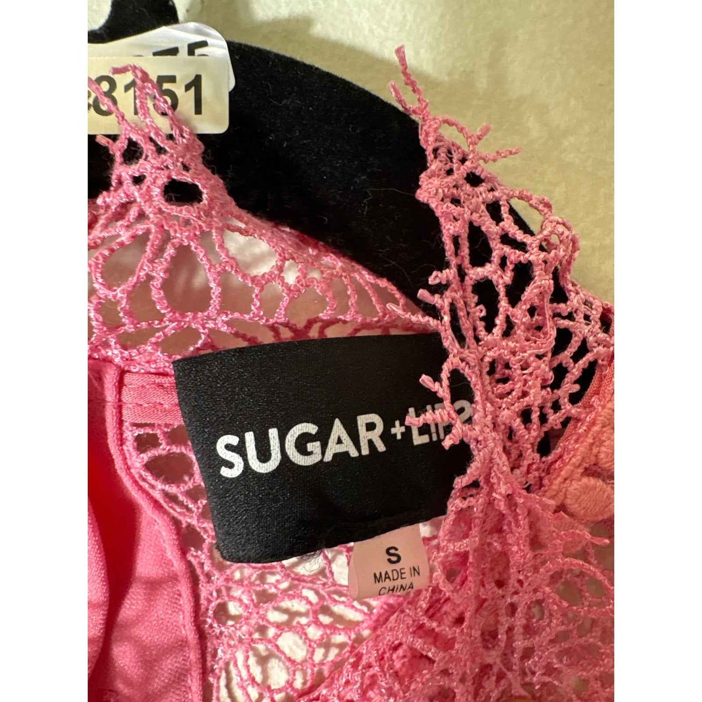 Sugar Lips Bubble Gum Pink Long Sleeve Mesh Knee Length Dress Sz S