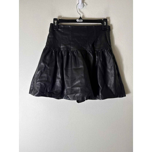 Fabrik Black Faux Leather Mini Skirt Sz S