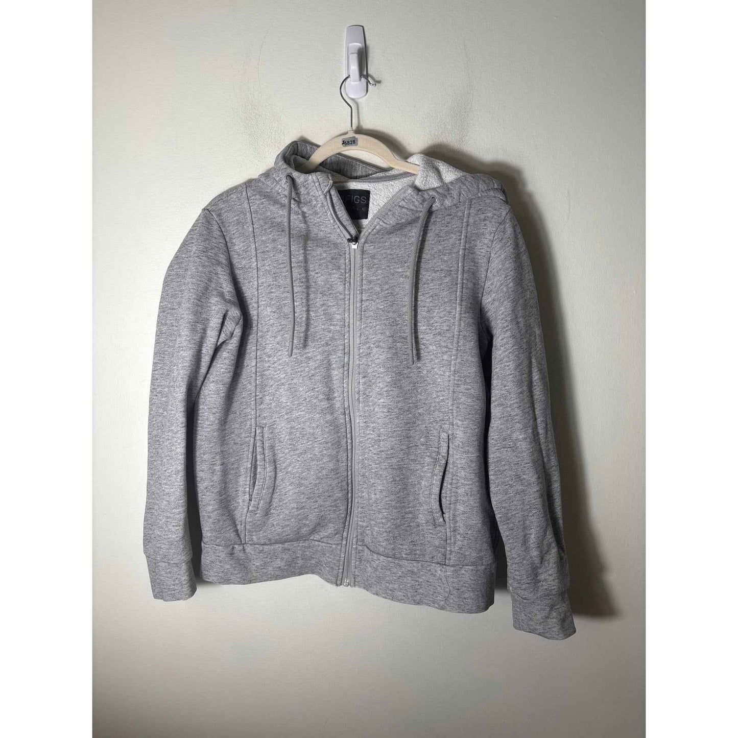 FIGS Gray Long Sleeve Zip Up Hooded Jacket Sz M