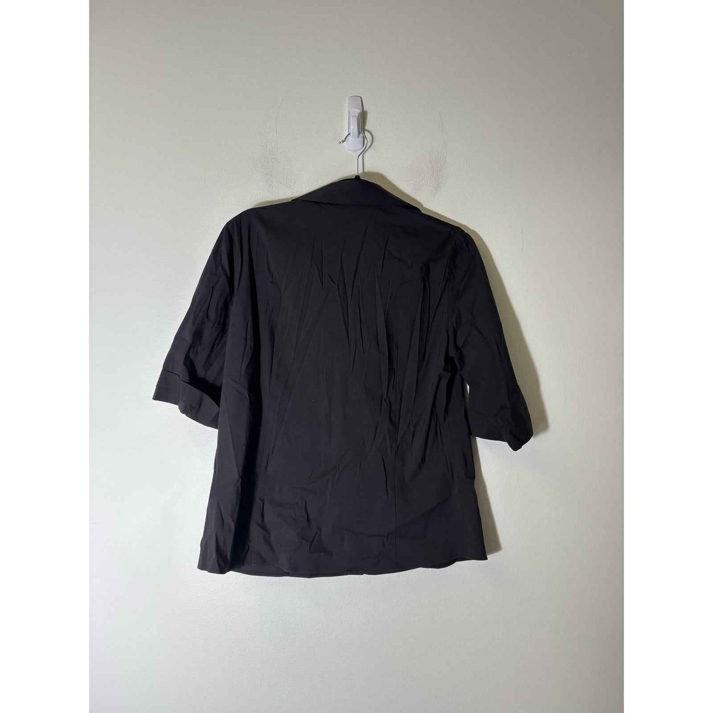 Lafayette 148 Black Half Sleeve Button Up Shirt Sz 10