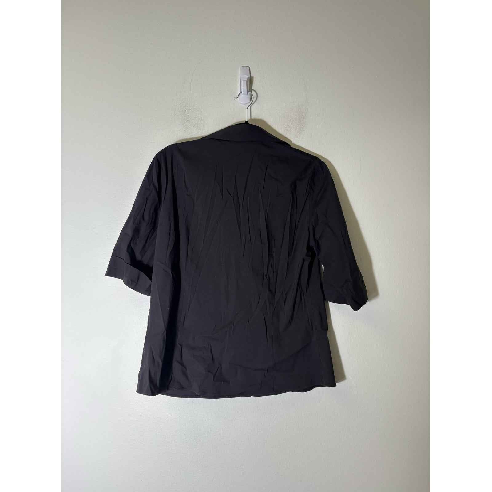 Lafayette 148 Black Half Sleeve Button Up Shirt Sz 10