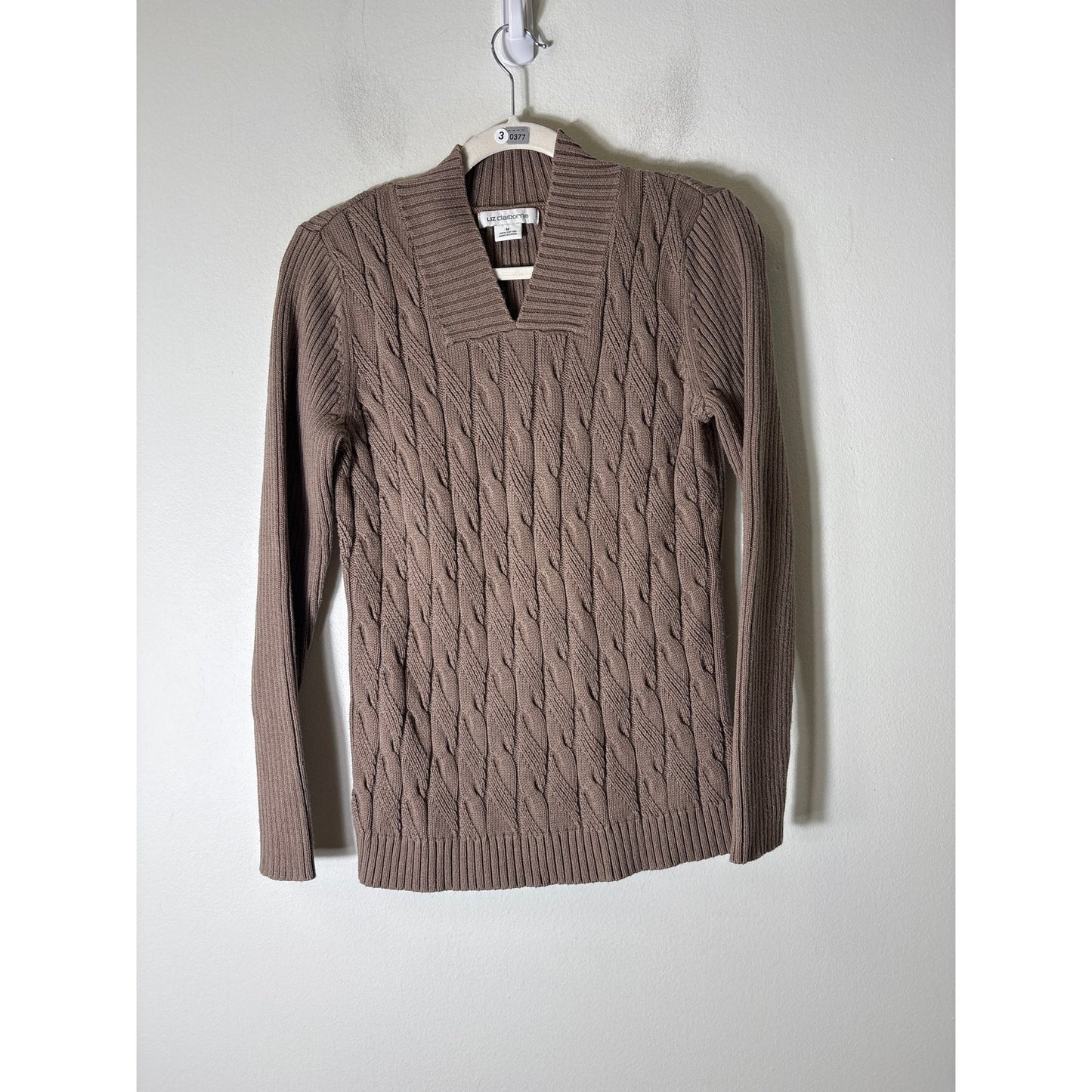 Liz Claiborne Brown Cable Knit Pullover Sweater Sz M